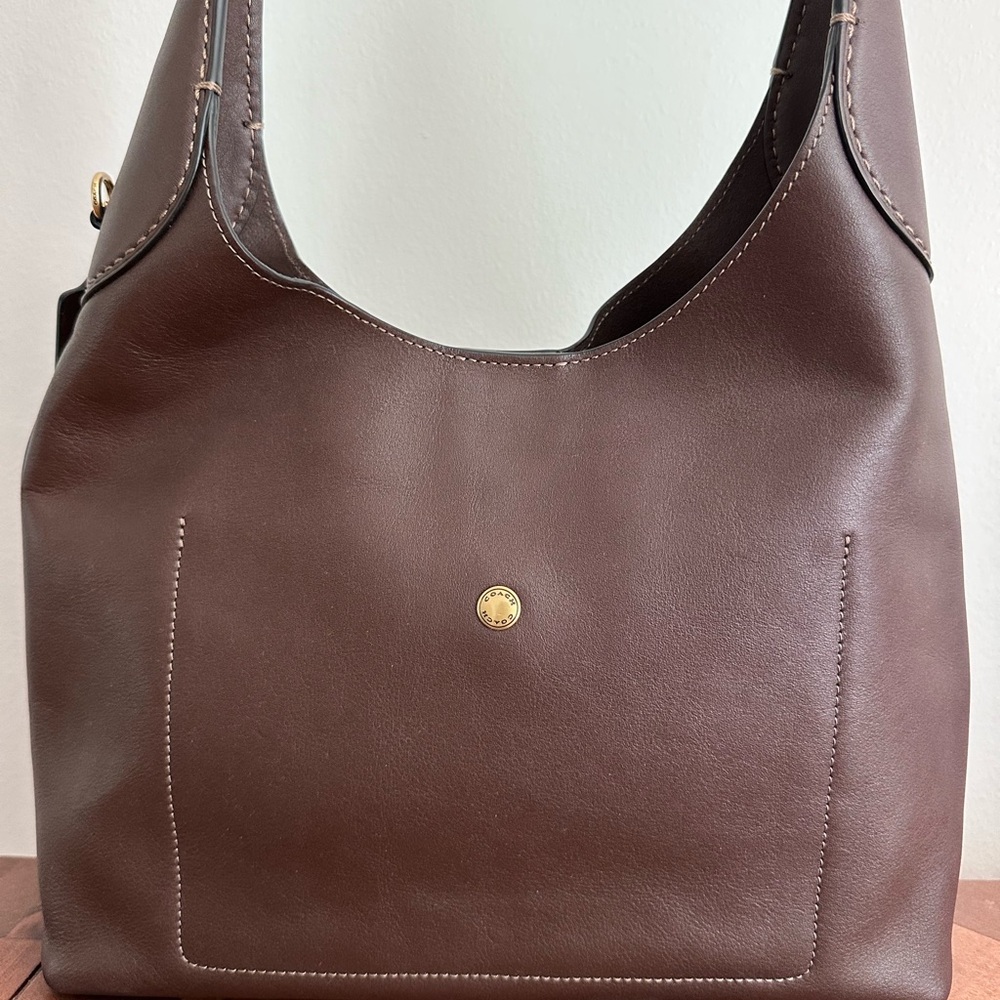 Coach Brooklyn 28 in Maple Brown Leather Shoulder Bag EUX - Picture 4 of 8